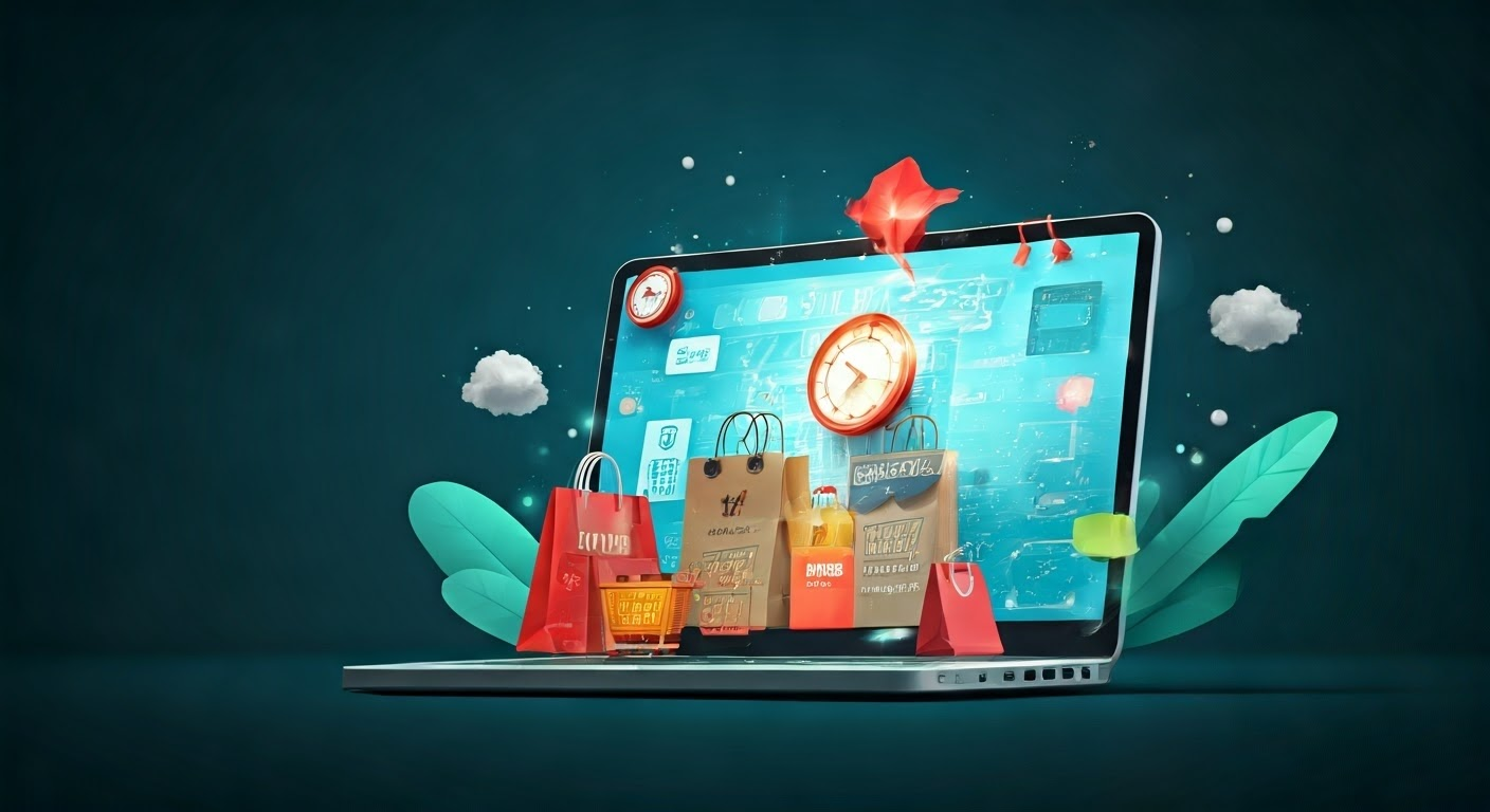 Vibrant online marketplace artwork