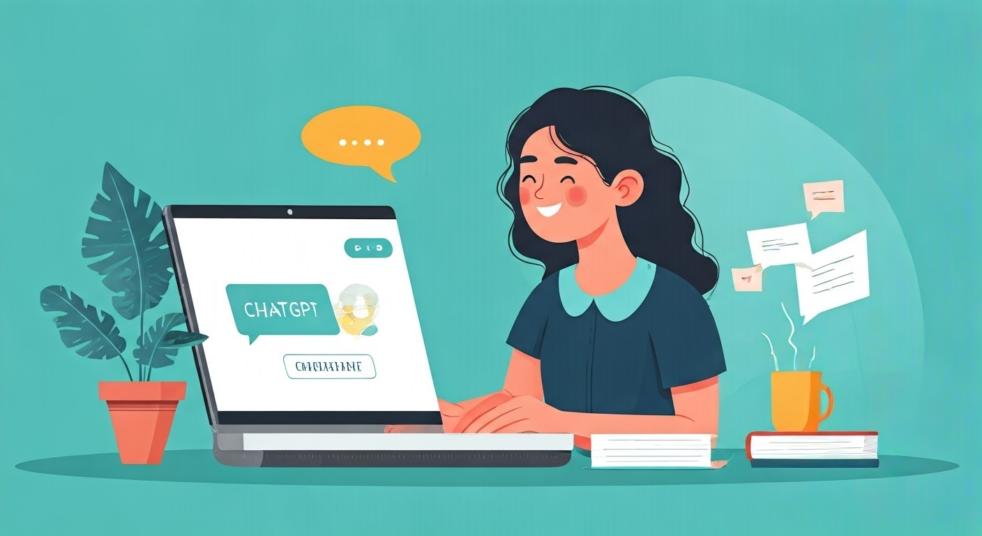 Person using ChatGPT in home office